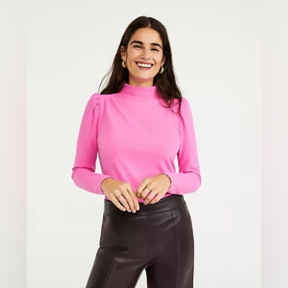 Mock Neck Puff Long Sleeve Top NWT